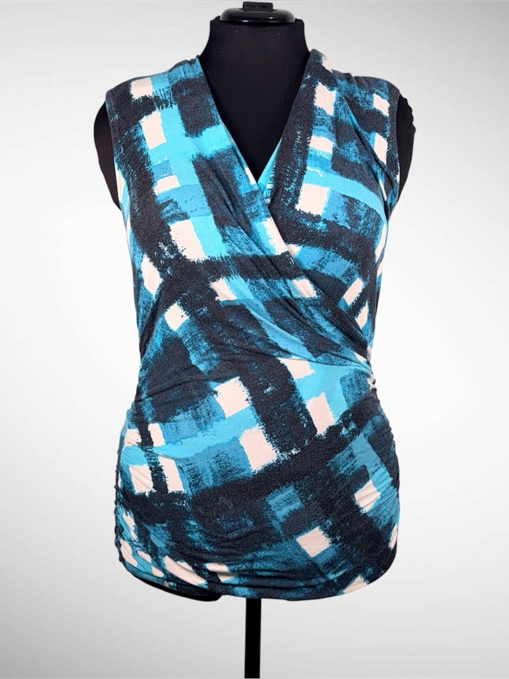 Michael Kors plaid faux wrap top size small